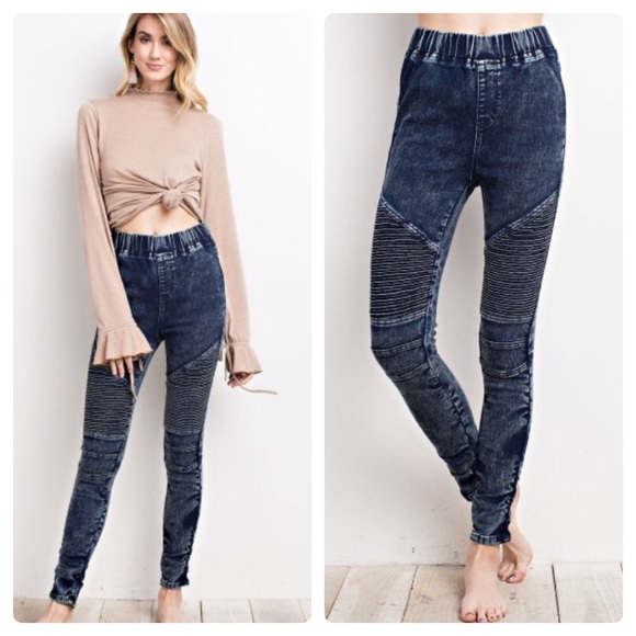 Pants - Washed Denim moto jeggings